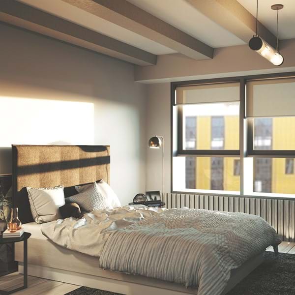 A bedroom with courtyard view Image