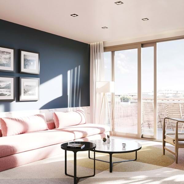 Penthouse apartment living area, with terrace Image